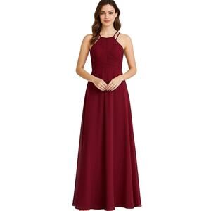 Azazie Chiffon Maxi Gown Sz A6(US 6-8)Cabernet/Burgundy Formal/Bridesmaid Dress